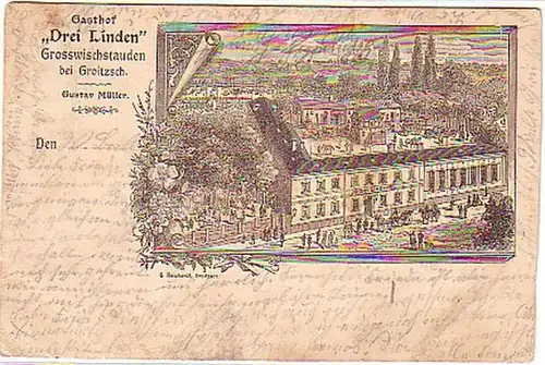 07119 Ak Großwischstauden bei Groitzsch Gasthof 1902