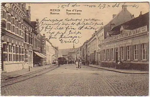 07114 Feldpost Ak Meenen Belgien Ypernstraat 1917