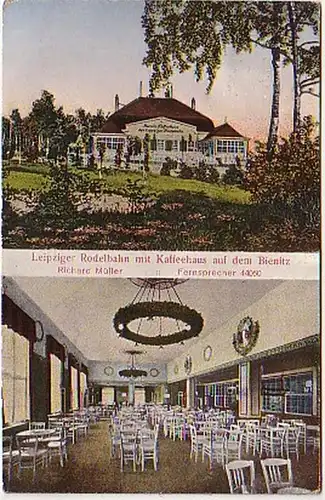 07070 Ak Leipziger Rodelbahn am Bienitz 1921