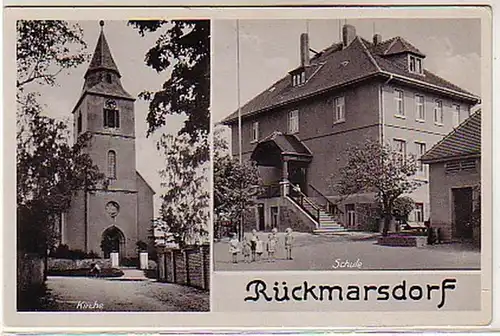 07056 Ak Retromarsdorf Eglise et école vers 1940