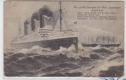 07031 Ak Der größte Dampfer der Welt HAPAG "Imperator" um 1915