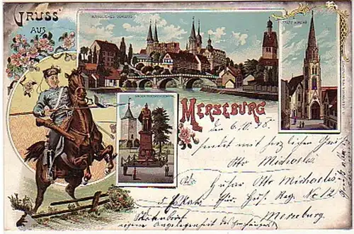 07028 Ak Lithographie Gruß aus Merseburg 1898