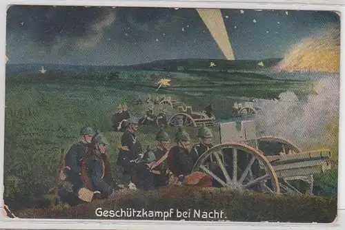 07020 Feldpost Ak Geschützkampf bei Nacht 1. Weltkrieg 1915