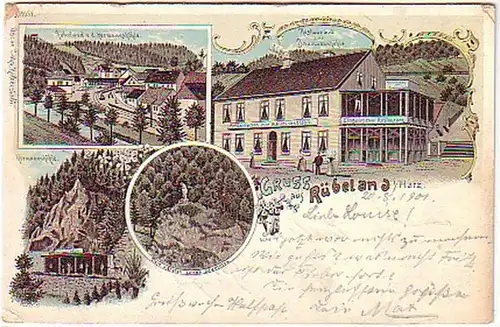 07004 Ak Lithographie Gruss aus Rübeland im Harz 1901