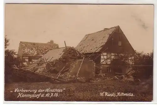 06984 Foto Ak Hermsdorf in Sachsen "Verheerung der Windhose" 1916