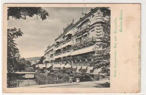 06978 Ak Baden-Baden Hotel Cour européenne avec Kaiserallee vers 1900