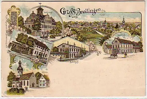 06966 Ak Lithographie Gruß aus Breitingen Gasthof 1902