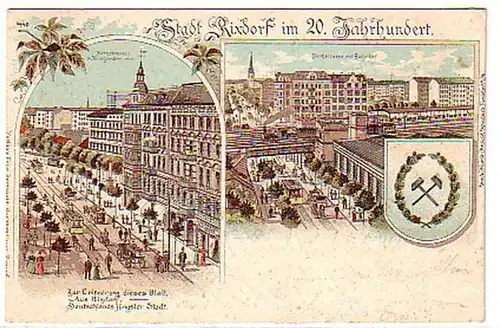 06936 Ak Lithographie Stadt Rixdorf im 20. Jh. 1900