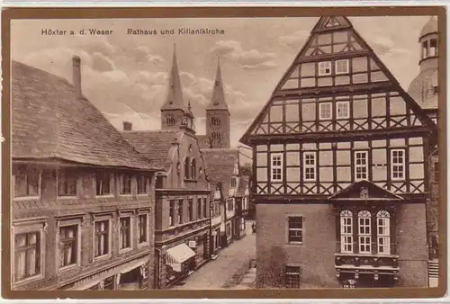 06934 Ak Höxter an der Weser Rathaus und Kilianskirche um 1930
