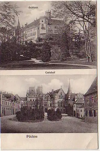 06933 Ak Püchau Gutshaof und Schloss um 1920