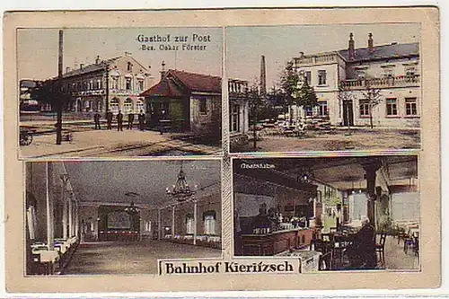 06916 Ak gare de Kieritzsch Gasthof à la poste 1917