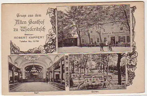 06902 Ak Gruß vom alten Gasthof zu Wiederitzsch um 1910