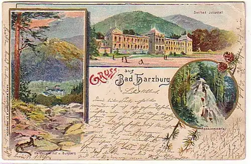 06834 Ak Lithographie Gruss aus Bad Harzburg 1899