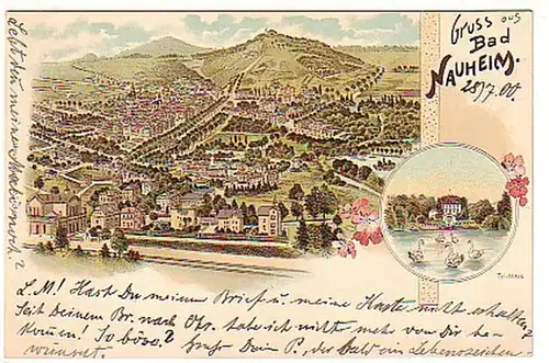 06816 Ak Lithographie Salutation de Bad Nauheim 1900