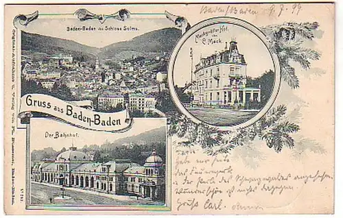 06815 Ak Salutation de Baden-Baden Gare, Gasthof, etc.1899