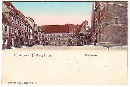 06757 Ak Gruß aus Freiberg in Sachsen Petriplatz um1910