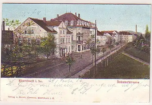 06756 Präge Ak Ebersbach in Sachsen Bahnhofstrasse 1905