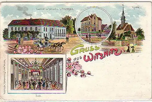06753 Ak Lithographie Gruss aus Witznitz bei Borna 1907