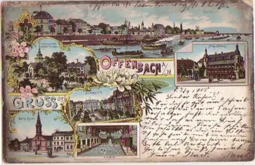 06755 Ak Lithographie Gruss aus Offenbach am Main 1900