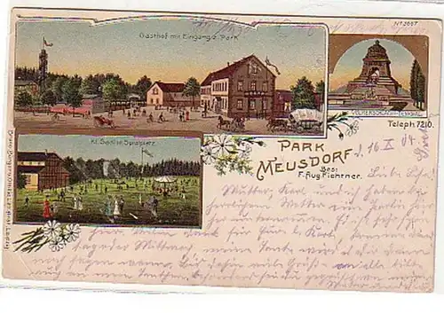 06750 Ak Lithographie Gasthof Park Meusdorf 1904