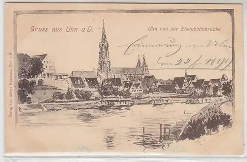 06748 Ak Salutation de Ulm Vue du pont ferroviaire vers 1900