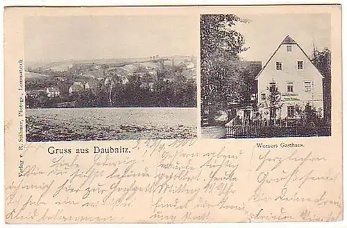 06742 Ak Gruß aus Daubnitz Werners Gasthaus 1900