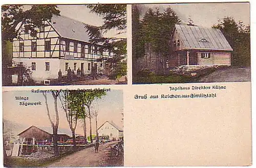 06719 Ak Salutation de Reichenau Gimmlitzthal Gasthof vers1920