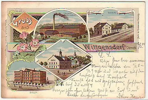 06705 Ak Lithographie Salutation de Wittgensdorf 1900