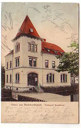 06698 Ak Gruß aus Burkhardtsdorf Konditorei 1908