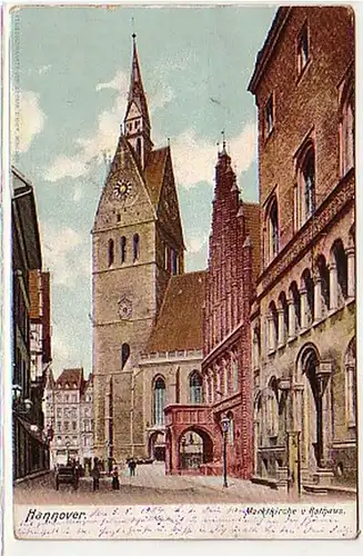 06658 Ak Hannover Marktkirche et Hôtel de ville 1904