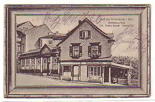 06649 Ak Gruß aus Friedrichroda Kaffeehaus Hess 1919