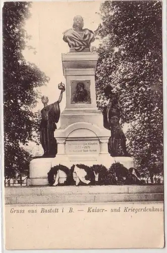 06592 Ak Gruß aus Rastatt in B. Kriegerdenkmal um 1910