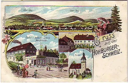 06588 Ak Lithographie Gruss aus der Hohburger Schweiz