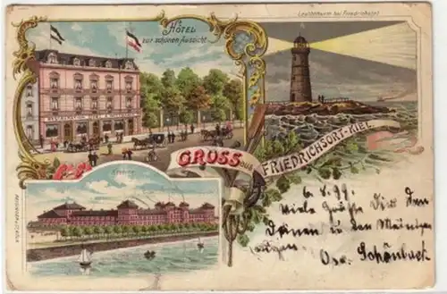 06563 Ak Lithographie Salutation de Friedrichsort Kiel 1899