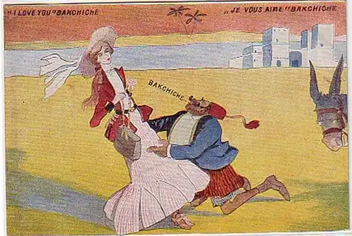 06557 Humor Ak Ägypten "I Love You Bakchiche" um 1910