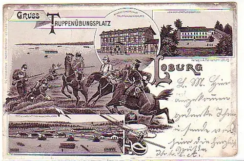 06513 Ak Lithographie Salutation de Loburg Restaurant 1900