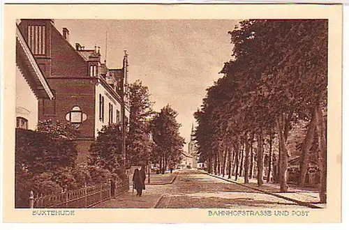 06509 Ak Buxtehude Bahnhofstraße und Post um 1930