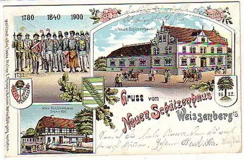 06487 Ak Lithographie Gruß aus Weissenberg in Sa. 1904