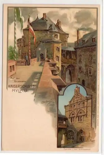 06467 Ak Lithographie Kaiserschloss Mylau um 1900
