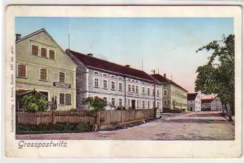 06461 Ak Grosspostwitz Sattlergeschäft und Gasthaus