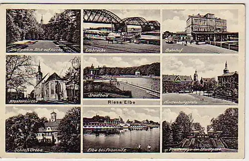 06460 Mehrbild Ak Riesa Bahnhof, Stadtbad usw. um 1940