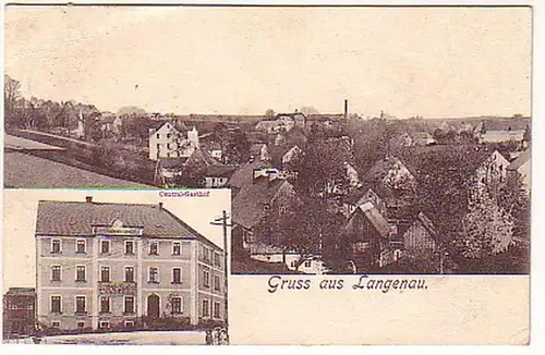06433 Ak Gruß aus Langenau Central Gasthof 1913