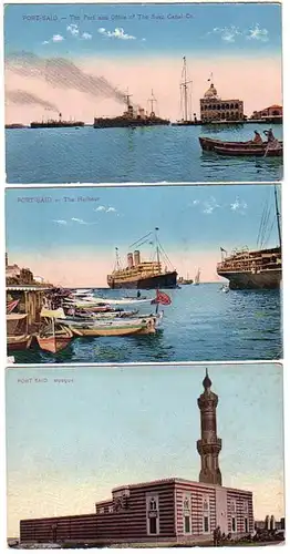 06398/3 Port Said Moschee, Hafen usw. um 1920