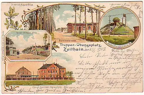 06397 Ak Lithographie Truppen-Übungsplatz Zeithain 1902