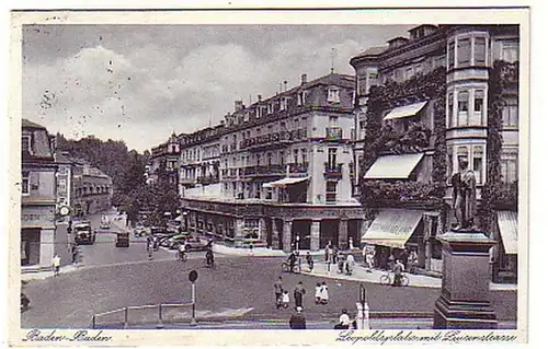 06305 Ak Baden-Baden Leopoldsplatz avec Luisenstraße1940