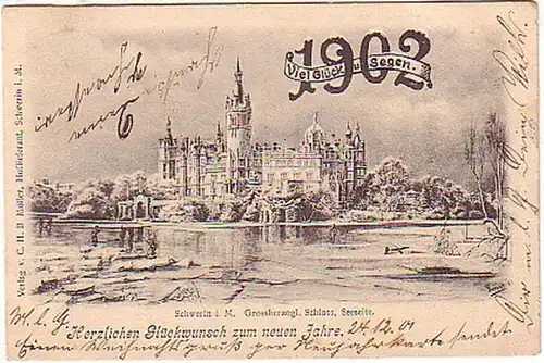06299 Ak Neujahr 1902 Schwerin in Mecklenburg 1901