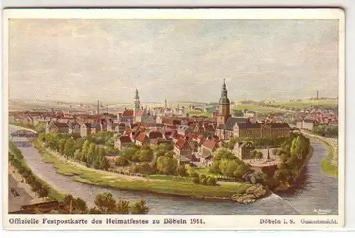 06295 offiz. Festpostkarte Heimatfest zu Döbeln 1914