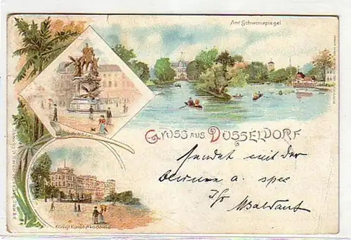 06257 Ak Lithographie Gruss de Düsseldorf 1898