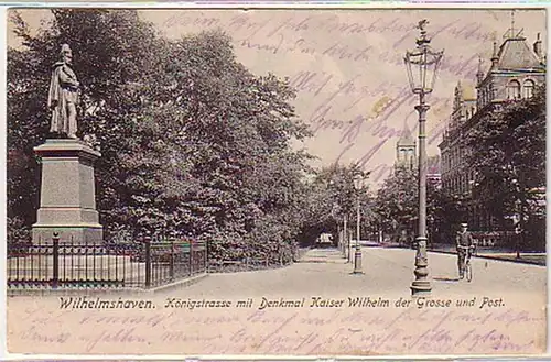 06247 Ak Wilhelmshaven Königstrasse mit Denkmal 1906