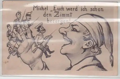 06170 Militär Humor Ak Michel "Euch werd ich schon den Zimmt besorgen!" 1917